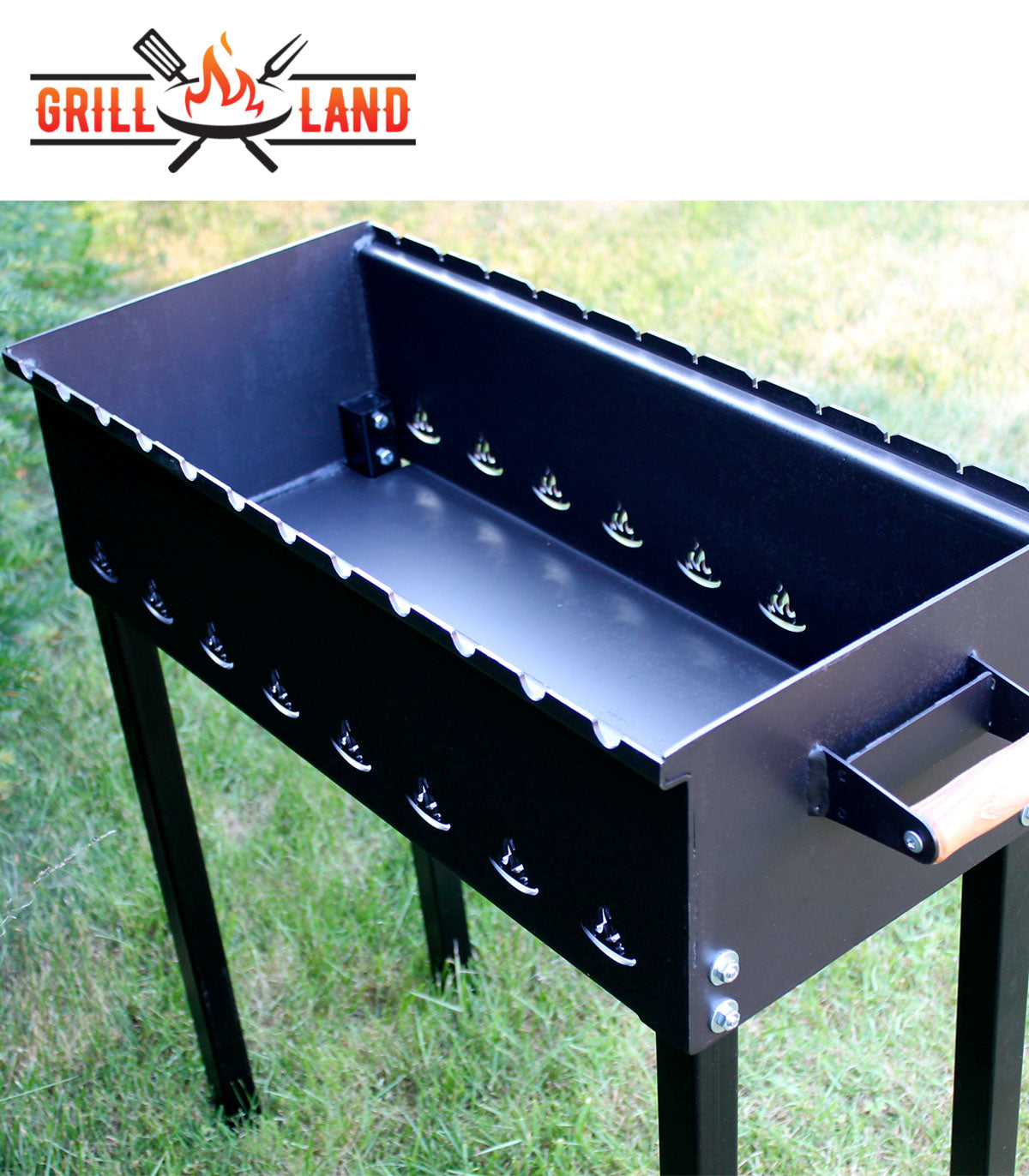 SET Holzkohledesigngrill mit Deckel, Schaschlik, Mangal, "Grill-Land", BBQ, Stahl 3 mm