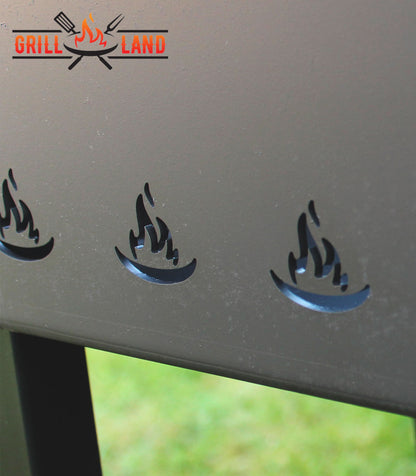 SET Holzkohledesigngrill mit Deckel, Schaschlik, Mangal, "Grill-Land", BBQ, Stahl 3 mm