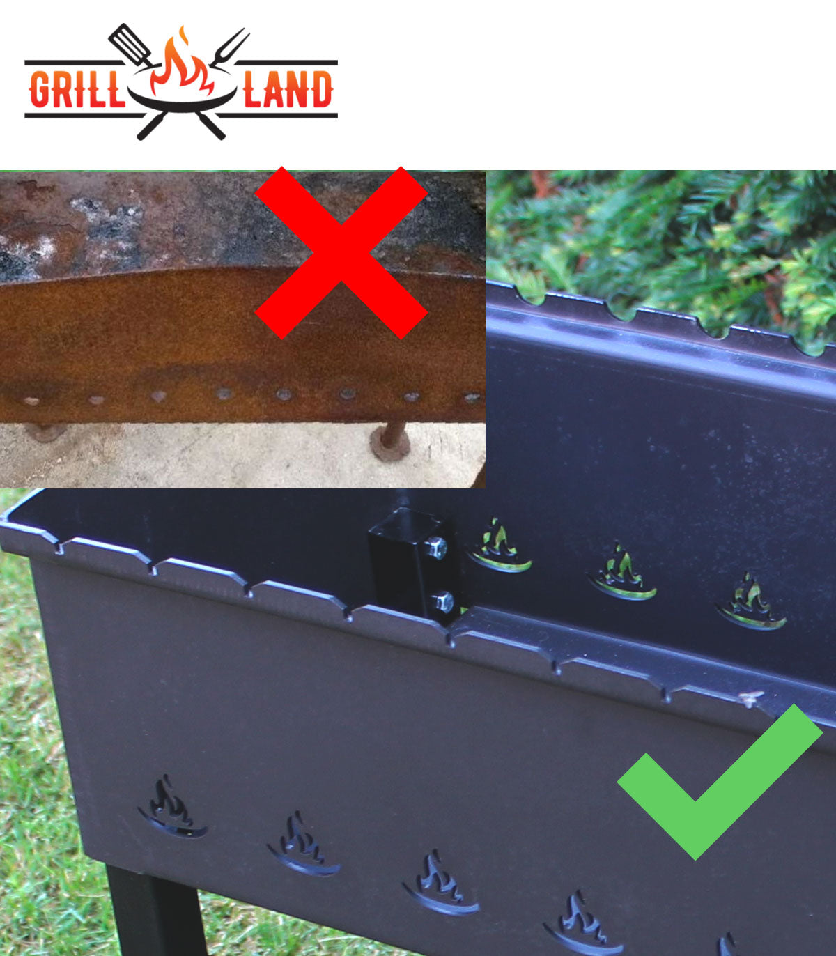 SET Holzkohledesigngrill mit Deckel, Schaschlik, Mangal, "Grill-Land", BBQ, Stahl 3 mm