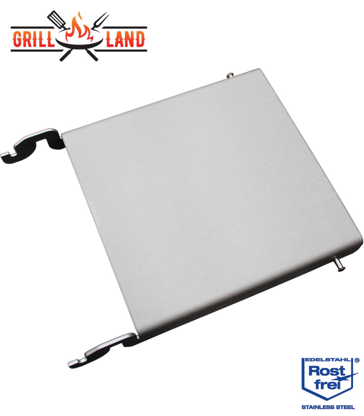 Боковая полка для газовой плиты Grill-Land Tagan, изготовленная из нержавеющей стали.