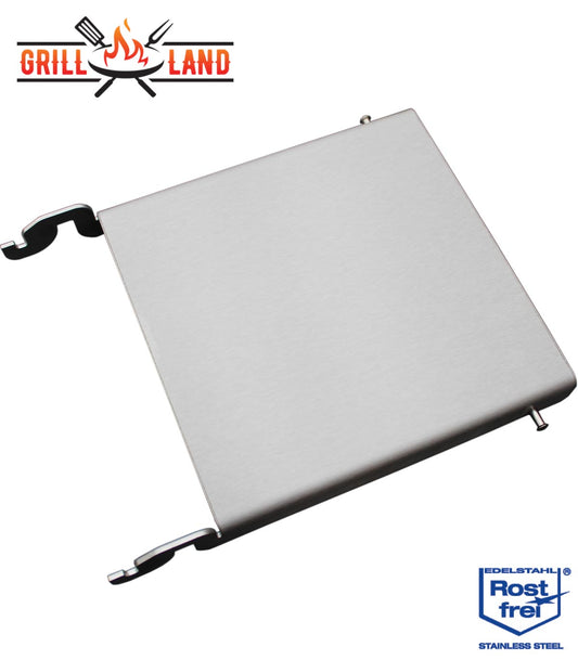 Боковая полка для газовой плиты Grill-Land Tagan, изготовленная из нержавеющей стали.