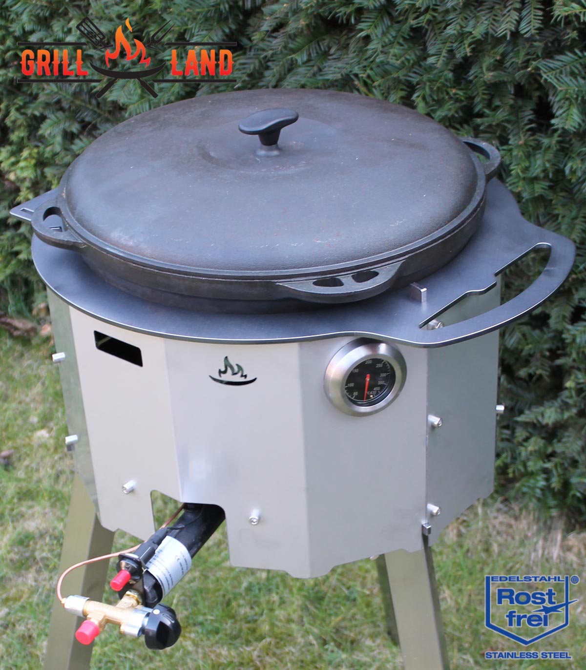 Feuerofen Utschak mit 3-Fuß Hockerkocher, Gaskocher Tisch, Tagan GLTG-38S
