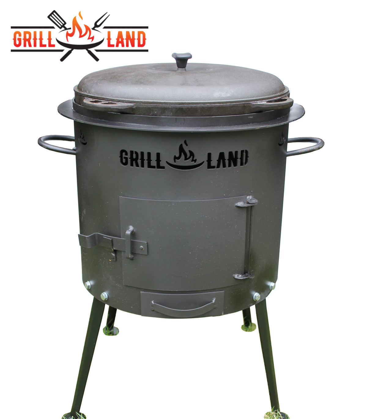 Печь / учак на дровах для казана 12–17 л, Ø 40 см. Дизайнерская печь для казана "Grill-Land", сталь 3 мм.