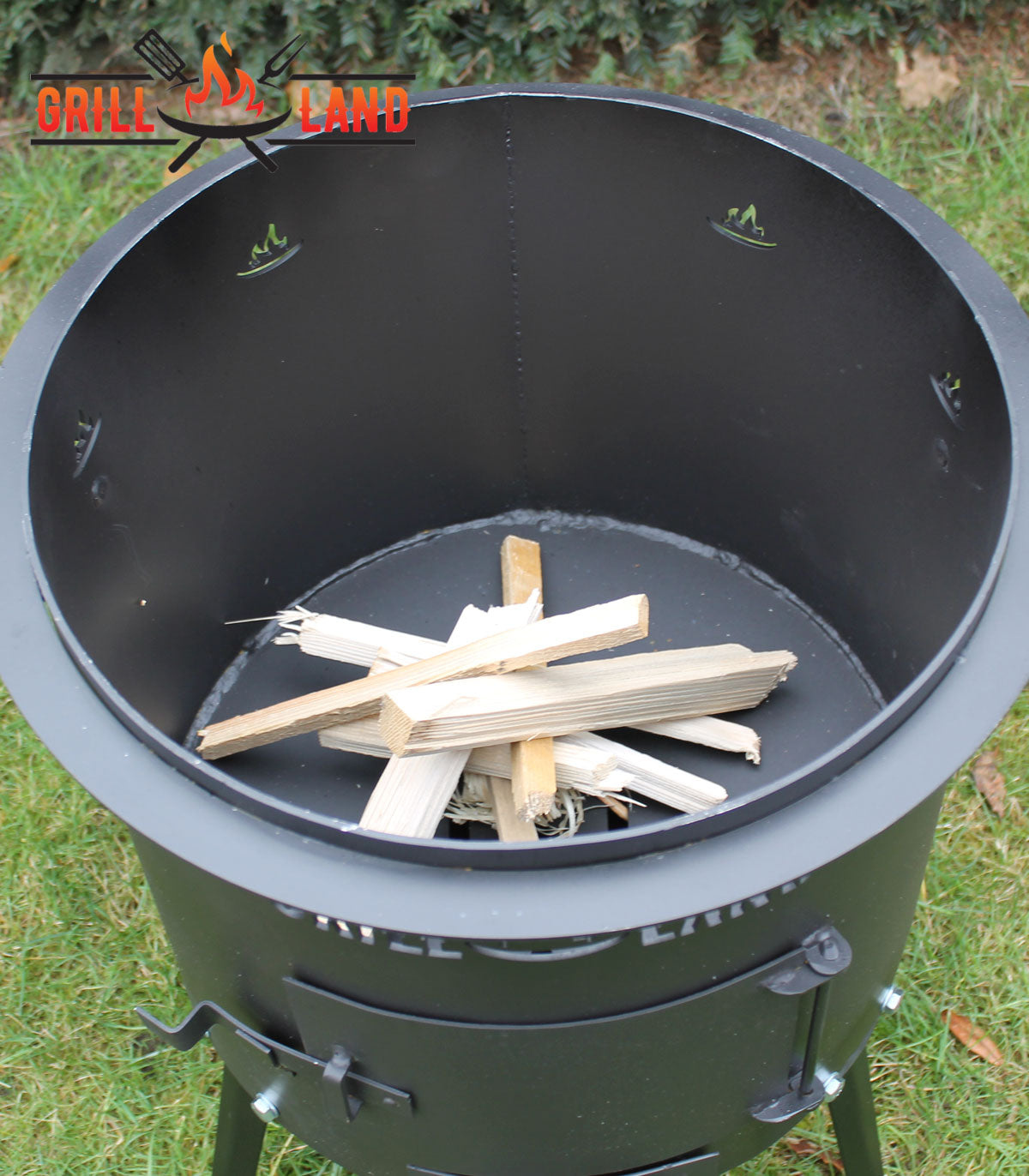 Печь / учак на дровах для казана 12–17 л, Ø 40 см. Дизайнерская печь для казана "Grill-Land", сталь 3 мм.