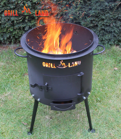 Печь / учак на дровах для казана 12–17 л, Ø 40 см. Дизайнерская печь для казана "Grill-Land", сталь 3 мм.