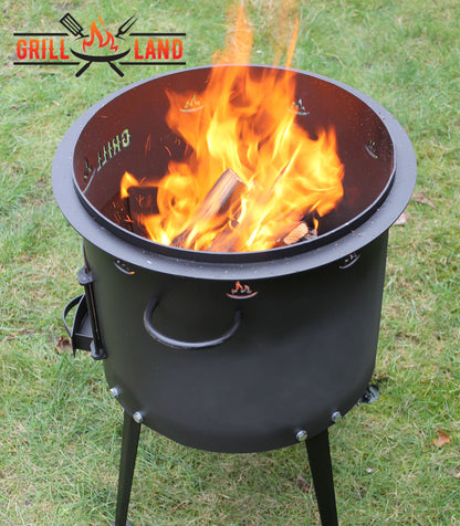 Печь / учак на дровах для казана 12–17 л, Ø 40 см. Дизайнерская печь для казана "Grill-Land", сталь 3 мм.