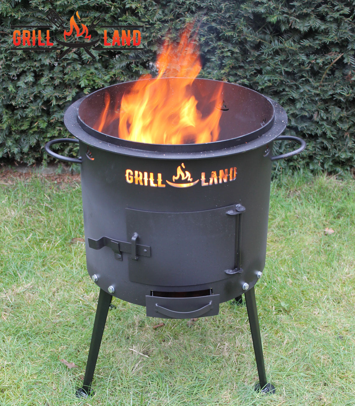 Печь / учак на дровах для казана 12–17 л, Ø 40 см. Дизайнерская печь для казана "Grill-Land", сталь 3 мм.