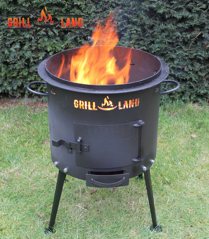 Печь / учак на дровах для казана 12–17 л, Ø 40 см. Дизайнерская печь для казана "Grill-Land", сталь 3 мм.