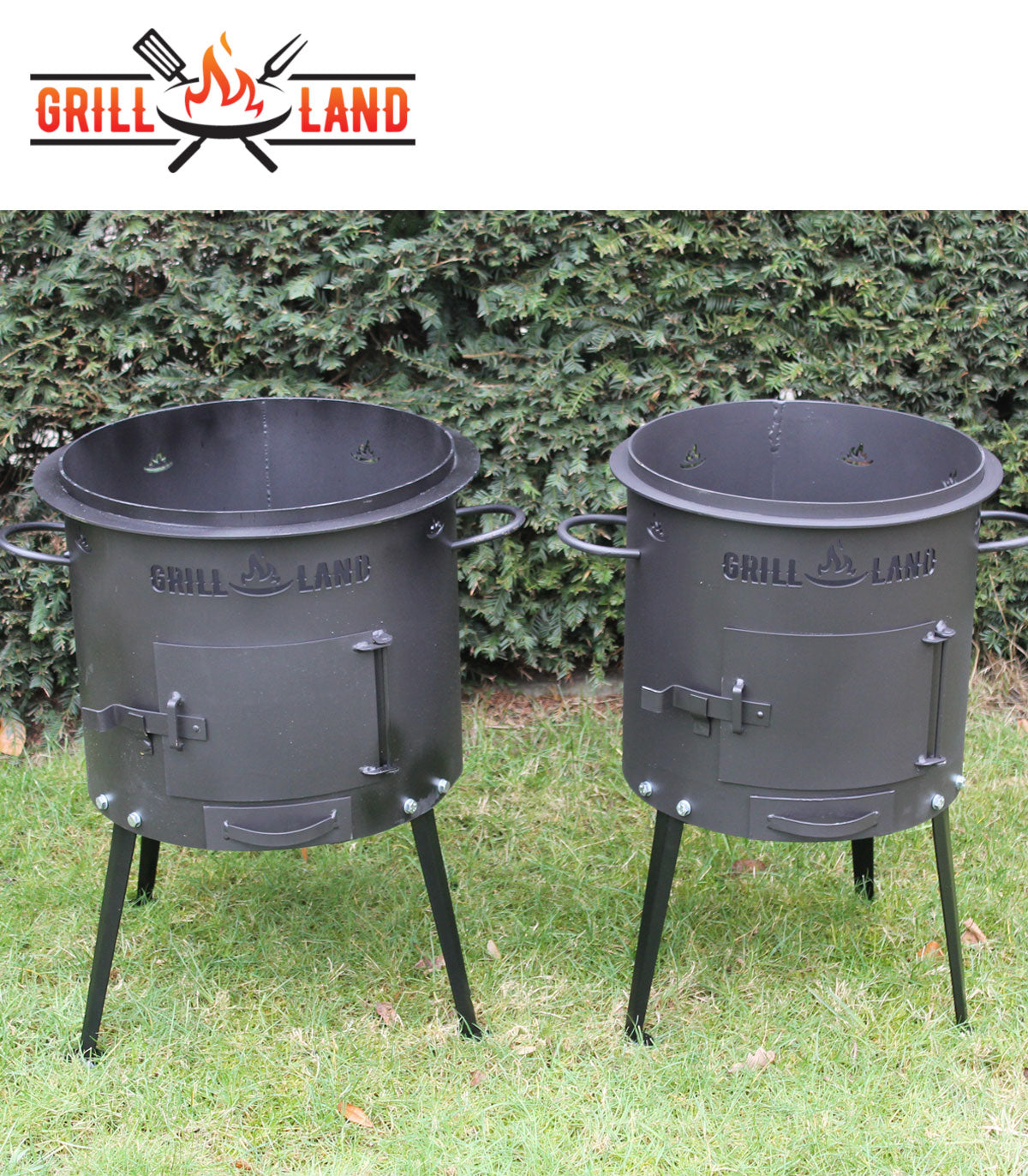Печь / учак на дровах для казана 12–17 л, Ø 40 см. Дизайнерская печь для казана "Grill-Land", сталь 3 мм.