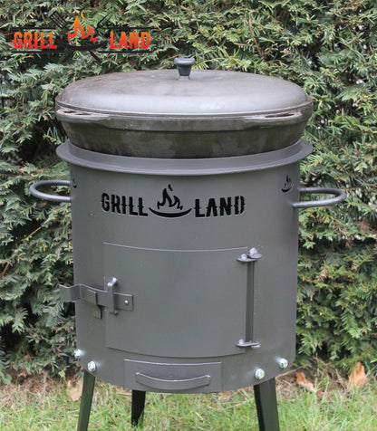 Печь / учак на дровах для казана 8–12 л, Ø 37 см. Дизайнерская печь для казана "Grill-Land", сталь 3 мм