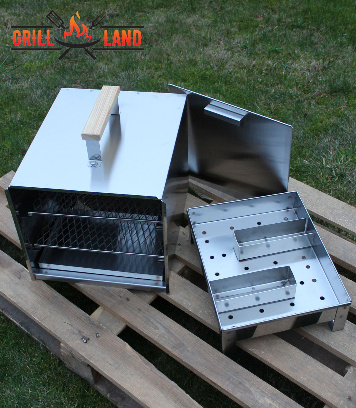 Tragbare Räucherkammer 45L aus rostfreiem Stahl Grill-Land