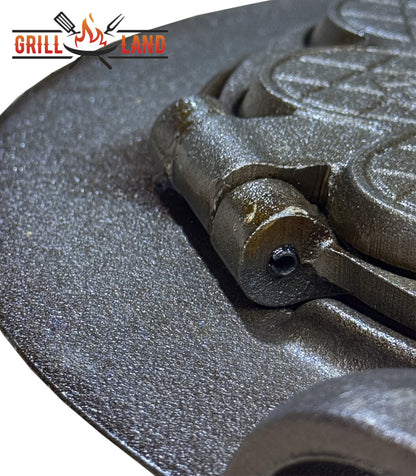 Вафельница Grill-Land из чугуна, вафли в форме сердца, для садовой кухни или же печи для приготовления пищи на открытом воздухе.