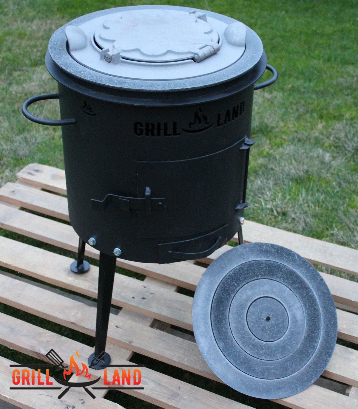 Вафельница Grill-Land из чугуна, вафли в форме сердца, для садовой кухни или же печи для приготовления пищи на открытом воздухе.